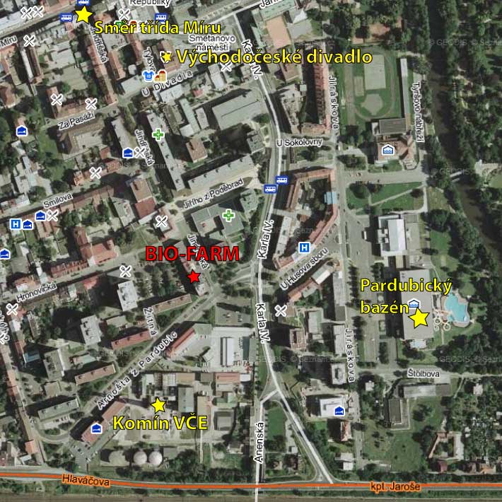 prodejna zdravé výživy - mapa